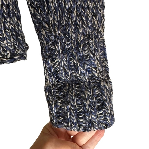 Vintage GAP chunky wool turtleneck sweater in marled blue and white knit Large - Picture 8 of 12